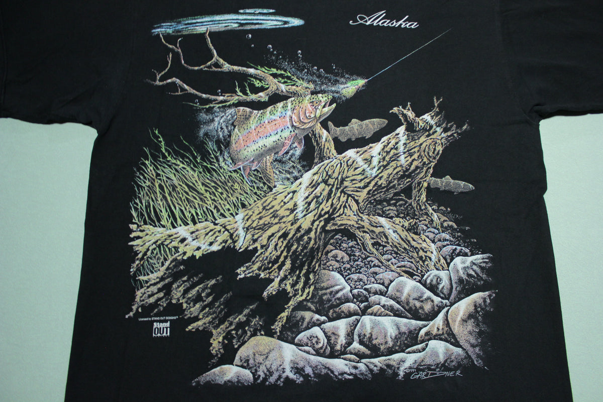 Stand Out Designs Vintage Wilderness Rainbow Trout Lake Gardner 1994 Art T-Shirt