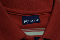 Puritan 1980's Striped Polo Golf Tennis Shirt