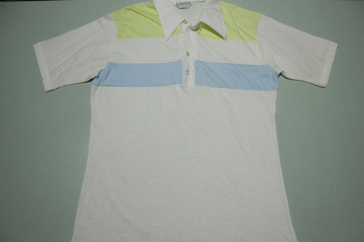 John Blair Menswear 1980's Striped Polo Golf Tennis Shirt
