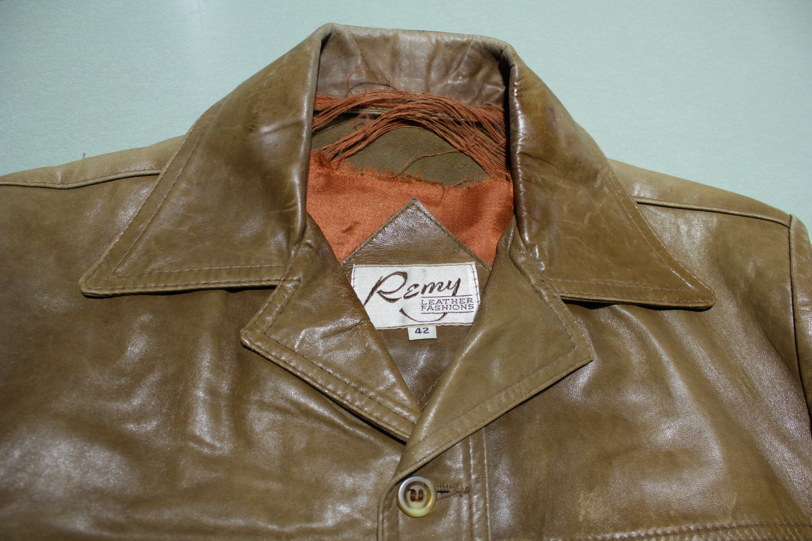 Remy Leather Fashions Two Pocket 70s Caramel BrownSoft Disco Shirt