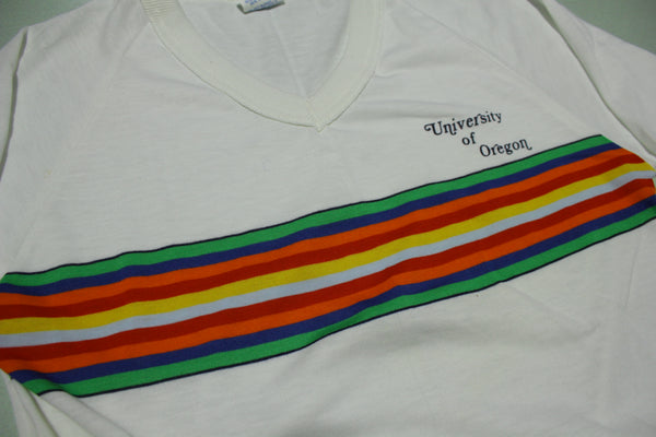 University of Oregon Rainbow Striped 80s Long Sleeve T-Shirt