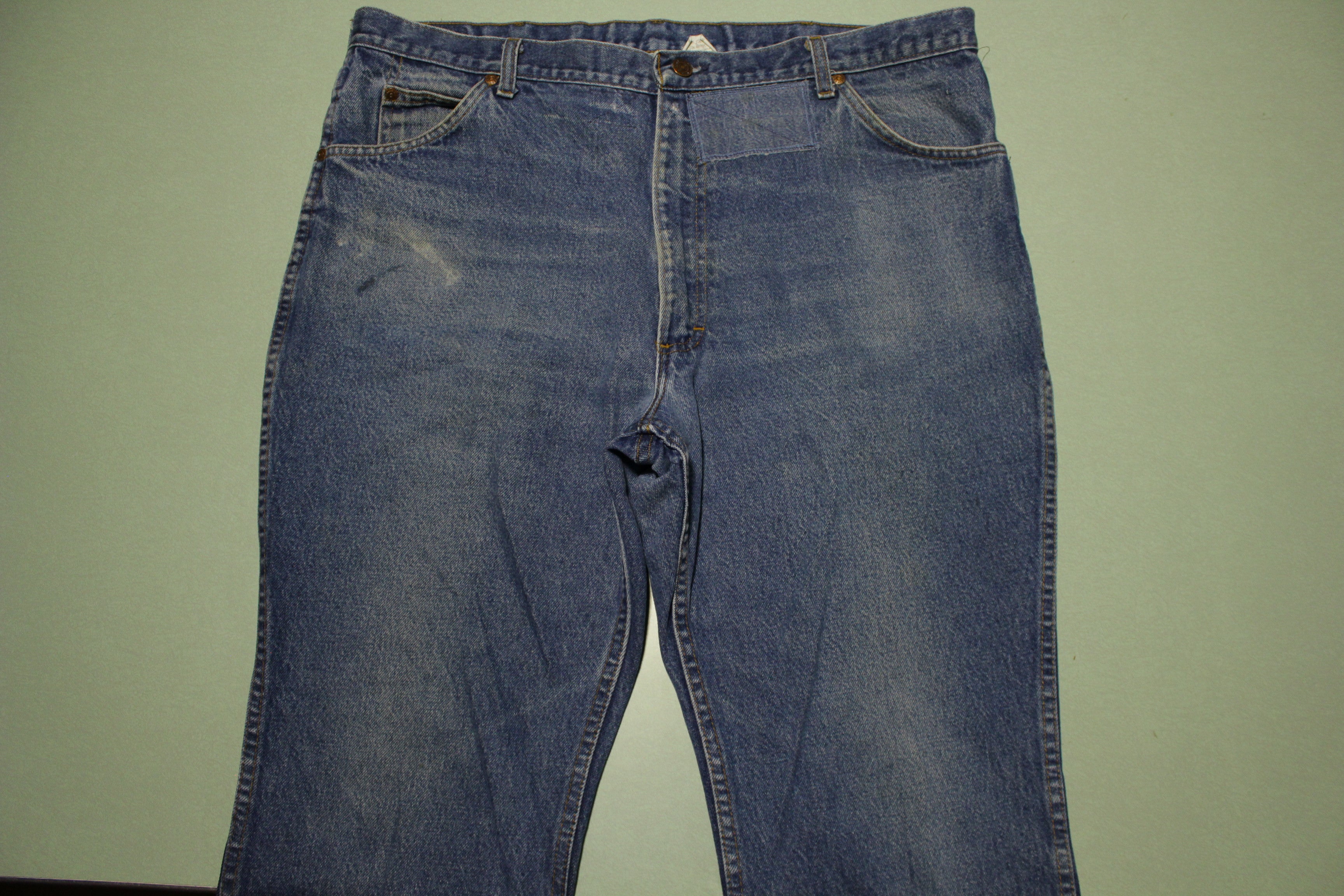 Roebucks Vintage Genuine 70's Patched Blue Denim Jeans 40x31 – The
