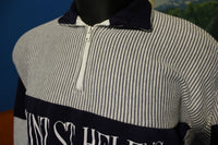 Mt. St. Helens 80's 90's Pinstripe Zip Up Pullover Washington Polo Volcano Sweatshirt