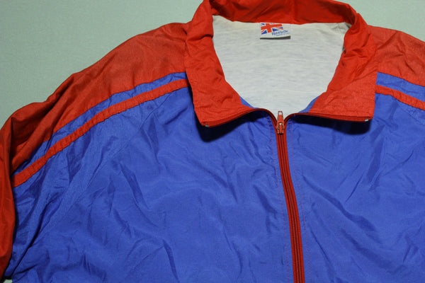 Reebok Made in USA Vintage 80's Red Blue Striped Track Windbreaker Jacket
