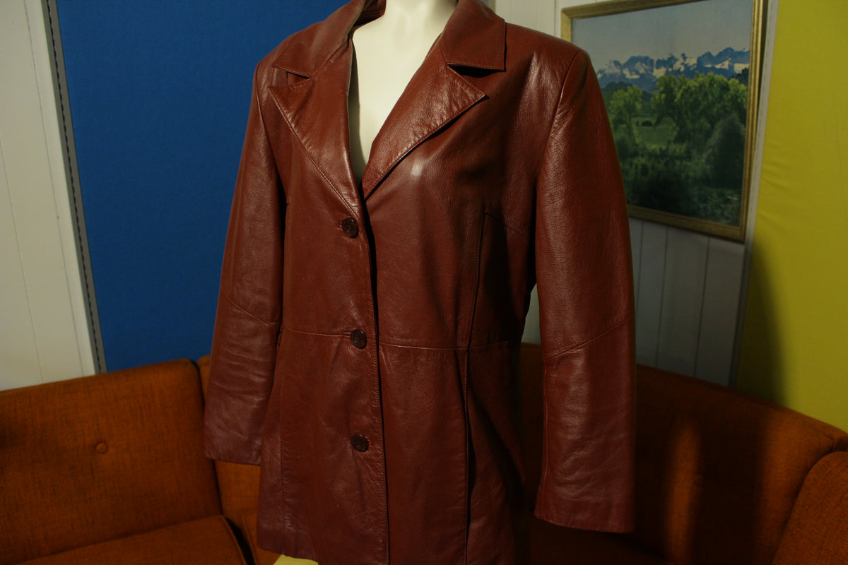 Wilsons Leather Experts 3 Button Red Womens Jacket Blazer Fitted Sport Coat