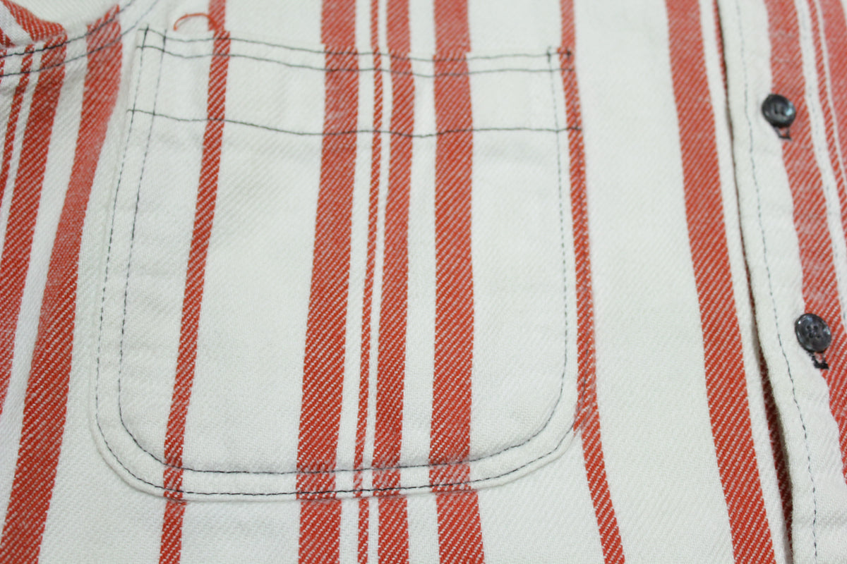 St John's Bay Vintage 90's Made in USA 100% Cotton Red White Striped Work Shirt