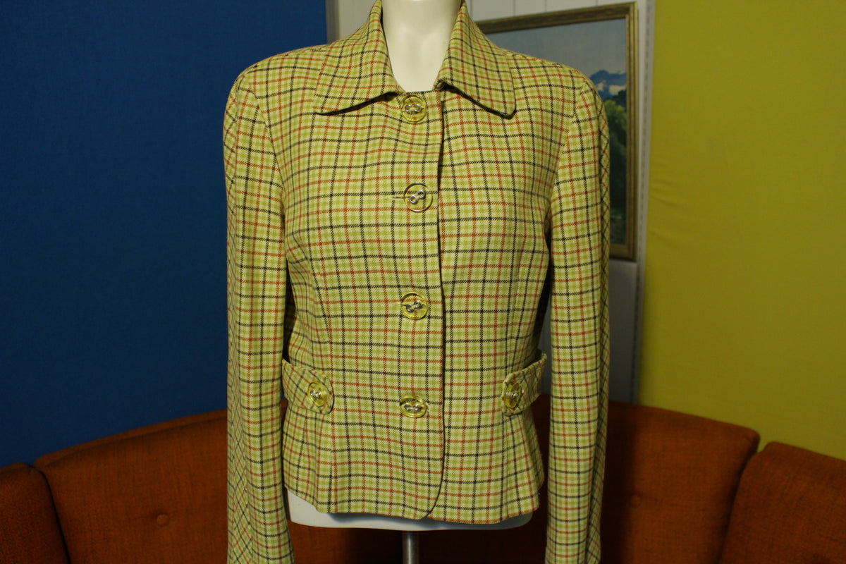 Elliott Lauren Vintage Checkered Plaid 70's 80's Womens Blazer Jacket Cute!