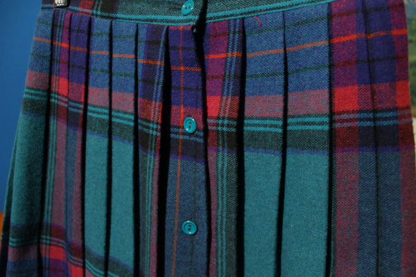 Positively Petite Vintage 80's Made in USA Wool Skirt Pleated Button Up