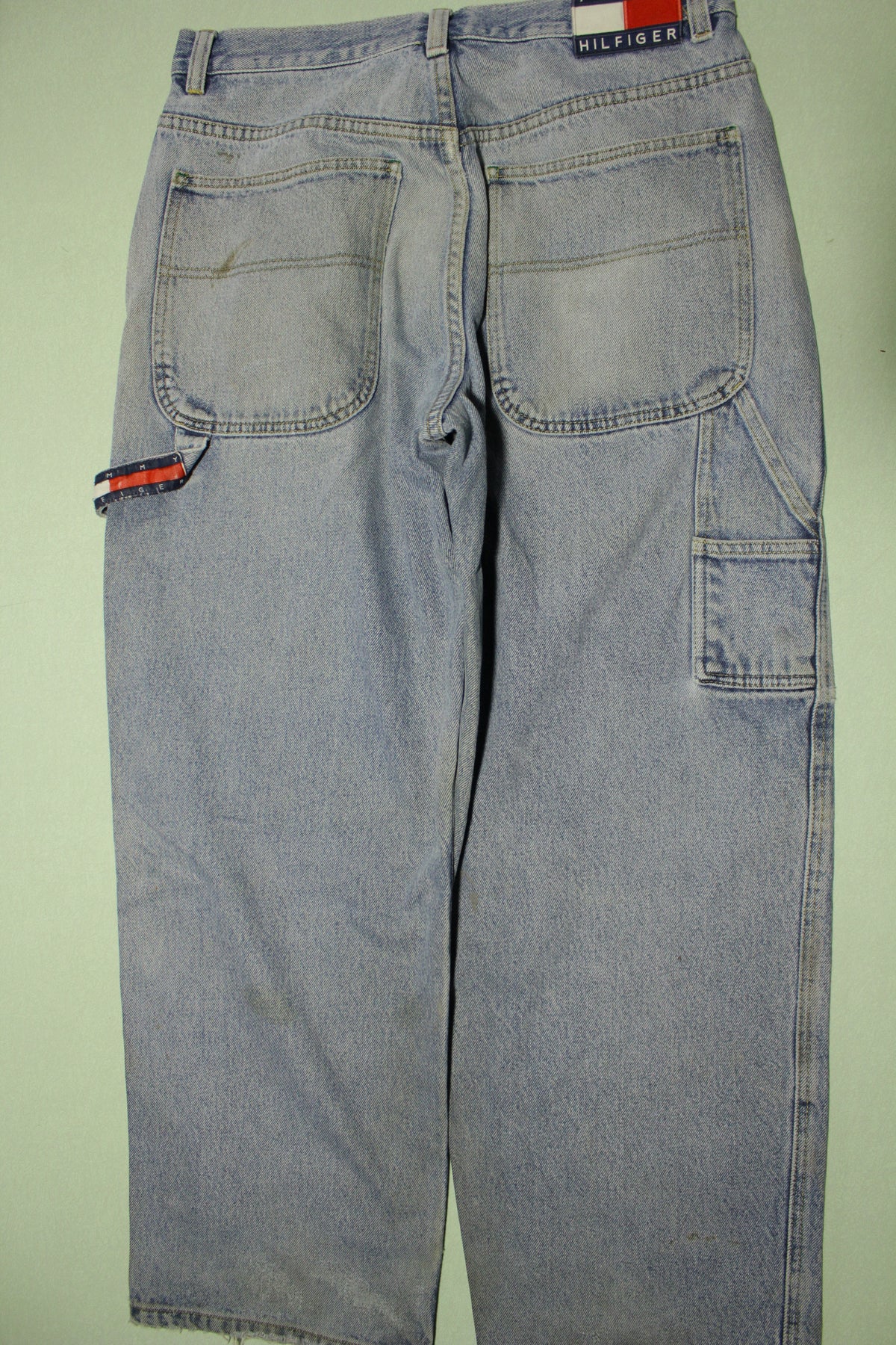 Tommy Hilfiger Vintage 90s 00's Denim Wide Leg Carpenter Flag Utility Jeans 32x28
