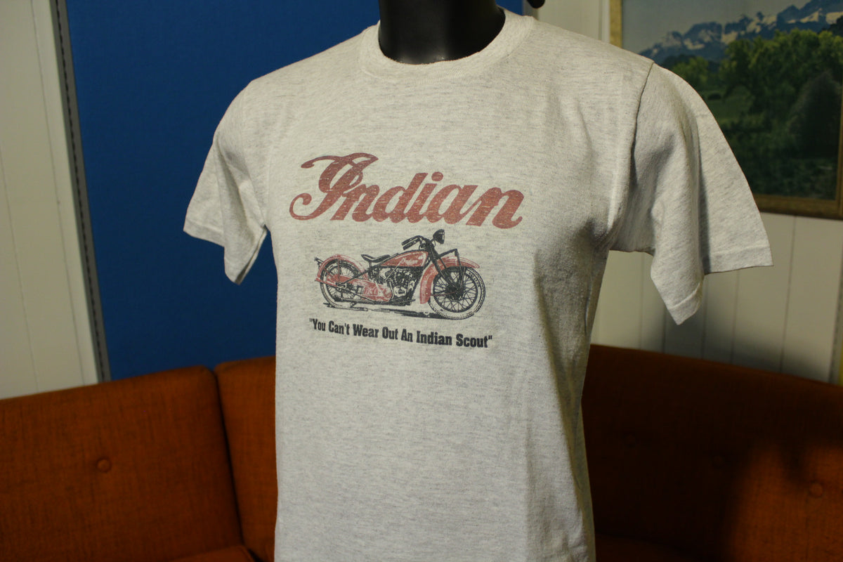 Indian Scout Vintage 80s Short Sleeve Crew Neck Motorcycle T-shirt. 1980s USA