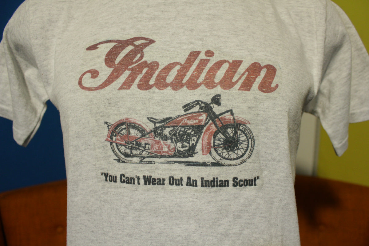 Indian Scout Vintage 80s Short Sleeve Crew Neck Motorcycle T-shirt. 1980s USA