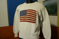 Ralph Lauren Polo Vintage 90's Cotton Knit American US Flag Sweater Medium