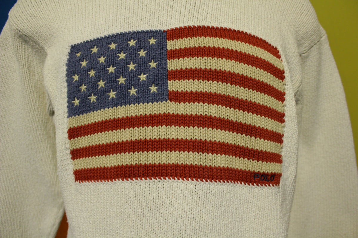 Ralph Lauren Polo Vintage 90's Cotton Knit American US Flag
