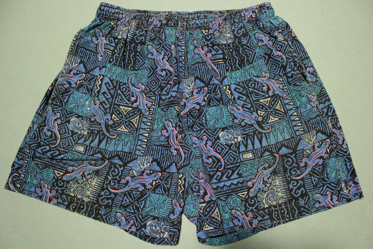 Gecko Vintage 80's  90's All Over Print Baha Summer Shorts