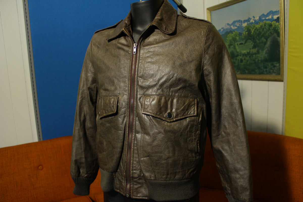 A-2 Clipper Mist Bomber Flight Jacket Leather Londontown Vintage Coat