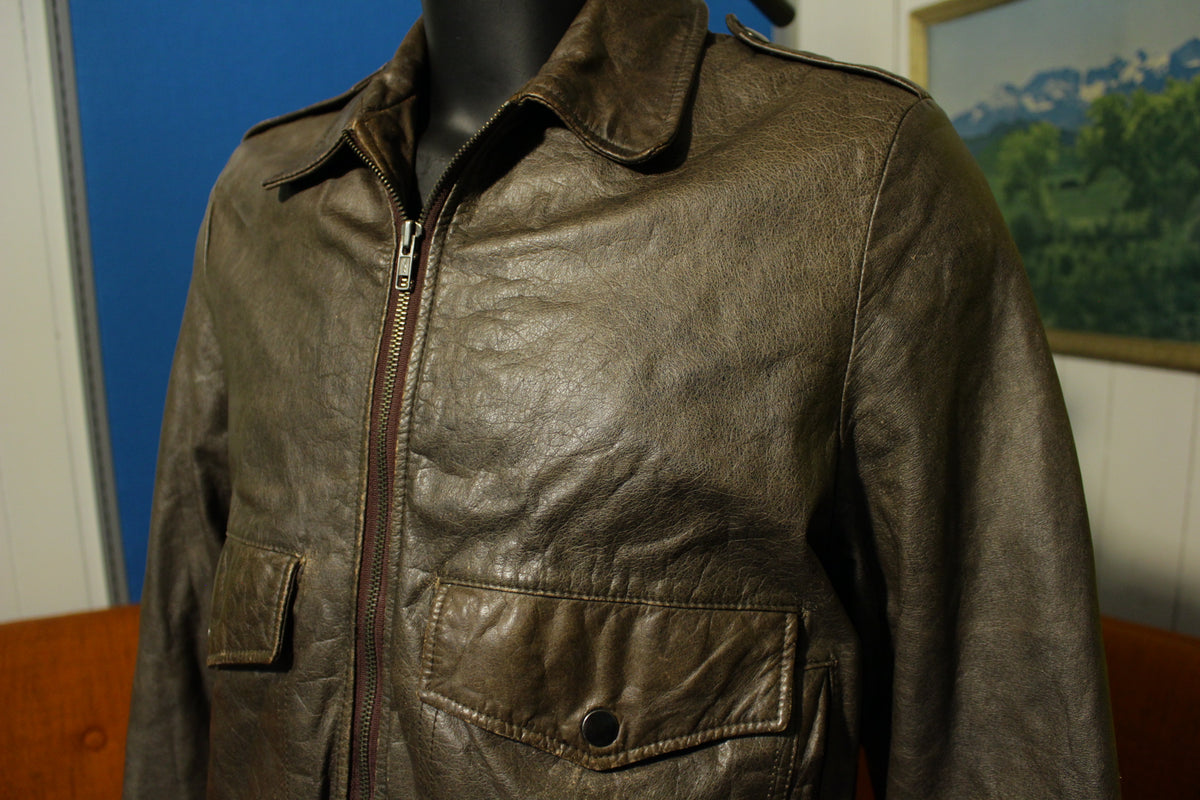 A-2 Clipper Mist Bomber Flight Jacket Leather Londontown Vintage Coat
