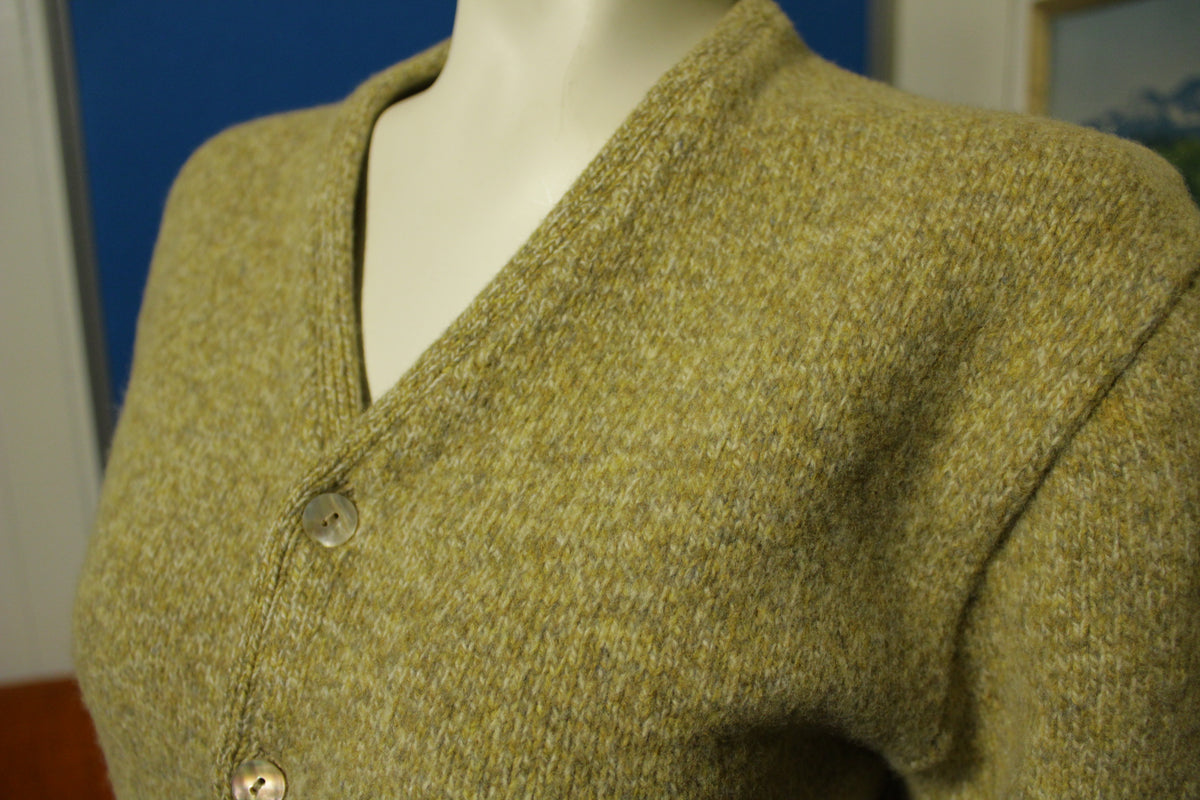 Pendleton 50's Tan Cardigan Sweater Button Up Wool Vintage Grunge Women's Top
