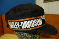 Harley Davidson Vtg Black Orange Eagle Painters Cap Distressed USA Truckers Cap