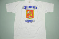 Suomi Finland 1995 Vintage 90s Ice Hockey World Champion Globen Arena T-Shirt