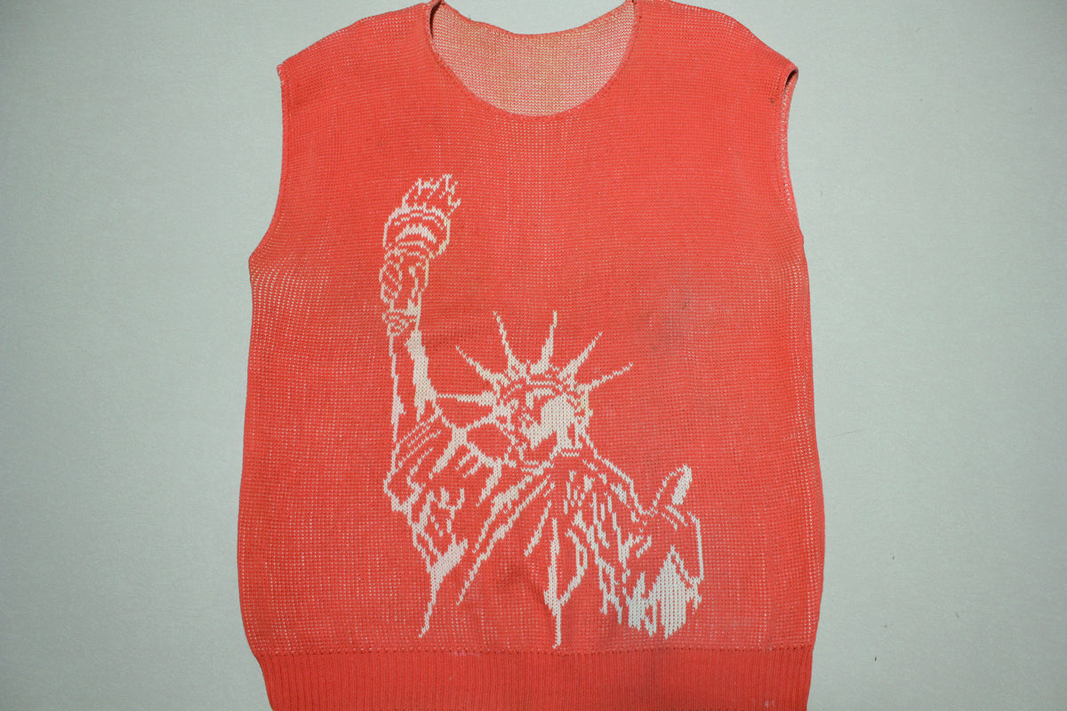 Statue of Liberty Lady Justice Vintage 80s NYC Sleeveless Top Shirt
