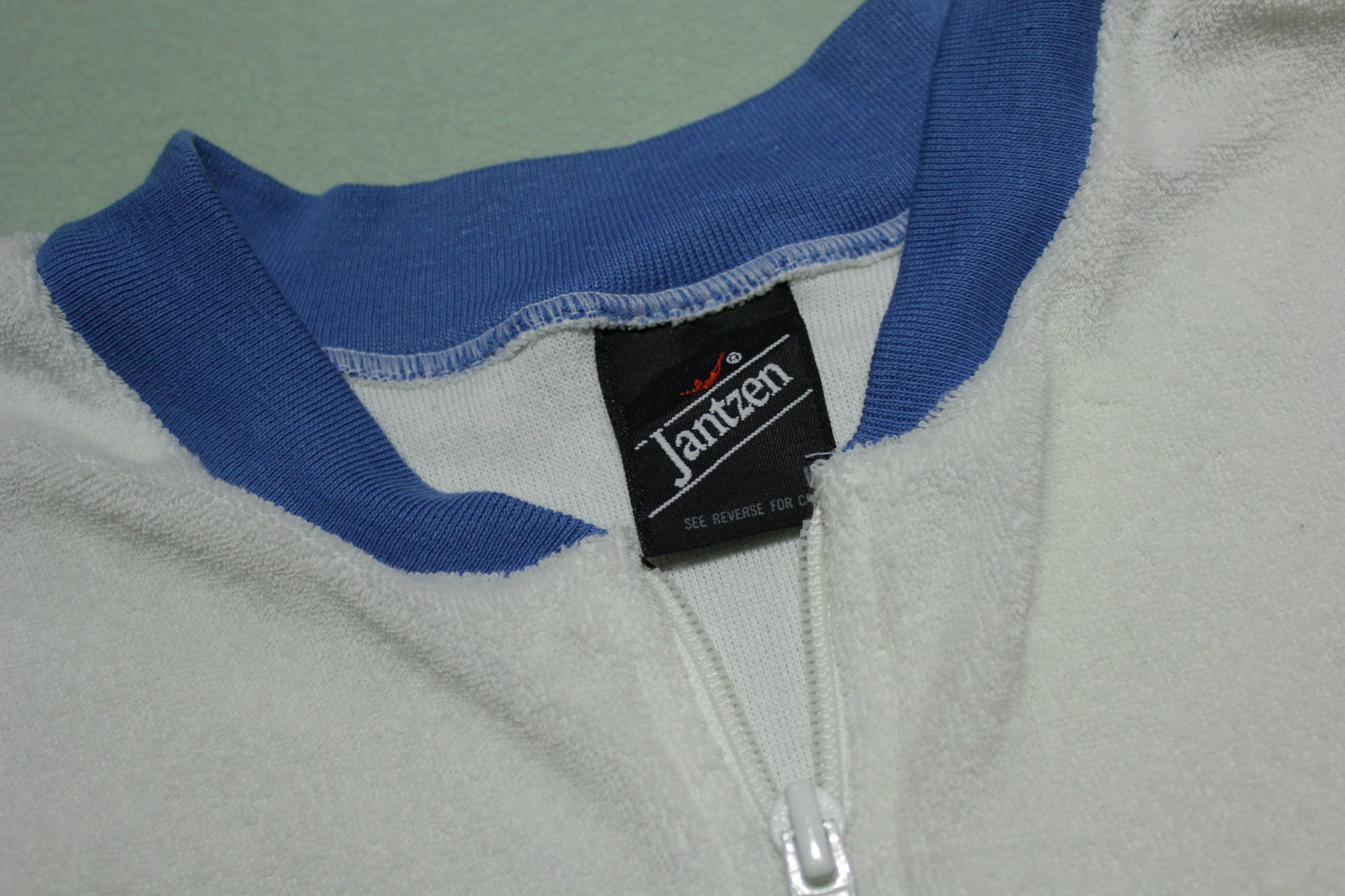 Jantzen Made in USA Zip Up Two Pocket Terry Cloth Mod Mid Century