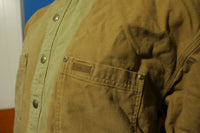 Carhartt S96 BRN Distressed Shirt Work Jacket Snap Flannel Lined Duck Canvas