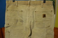 Carhartt B136 BRN 34x33 Washed Duck Work Pants Heavily Distressed Canvas Knee