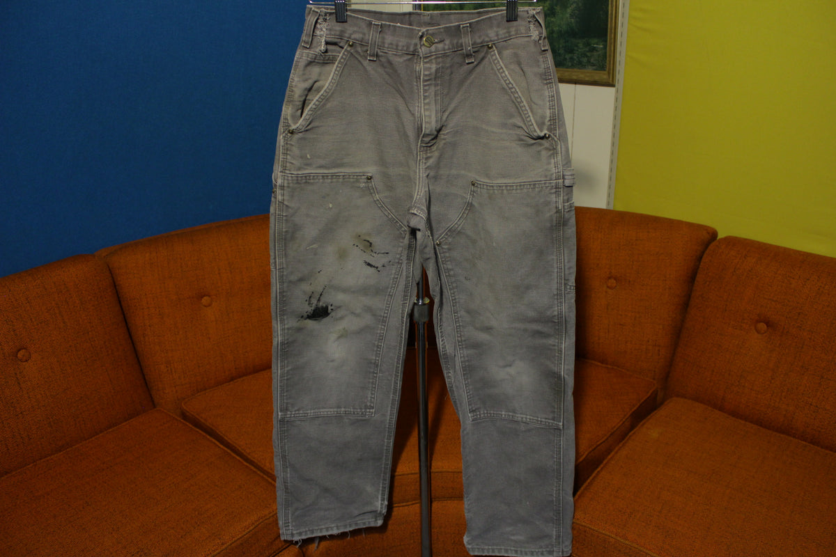 Carhartt B136 GVL 30x29 Washed Duck Work Pants Heavily Distressed Canvas Knee