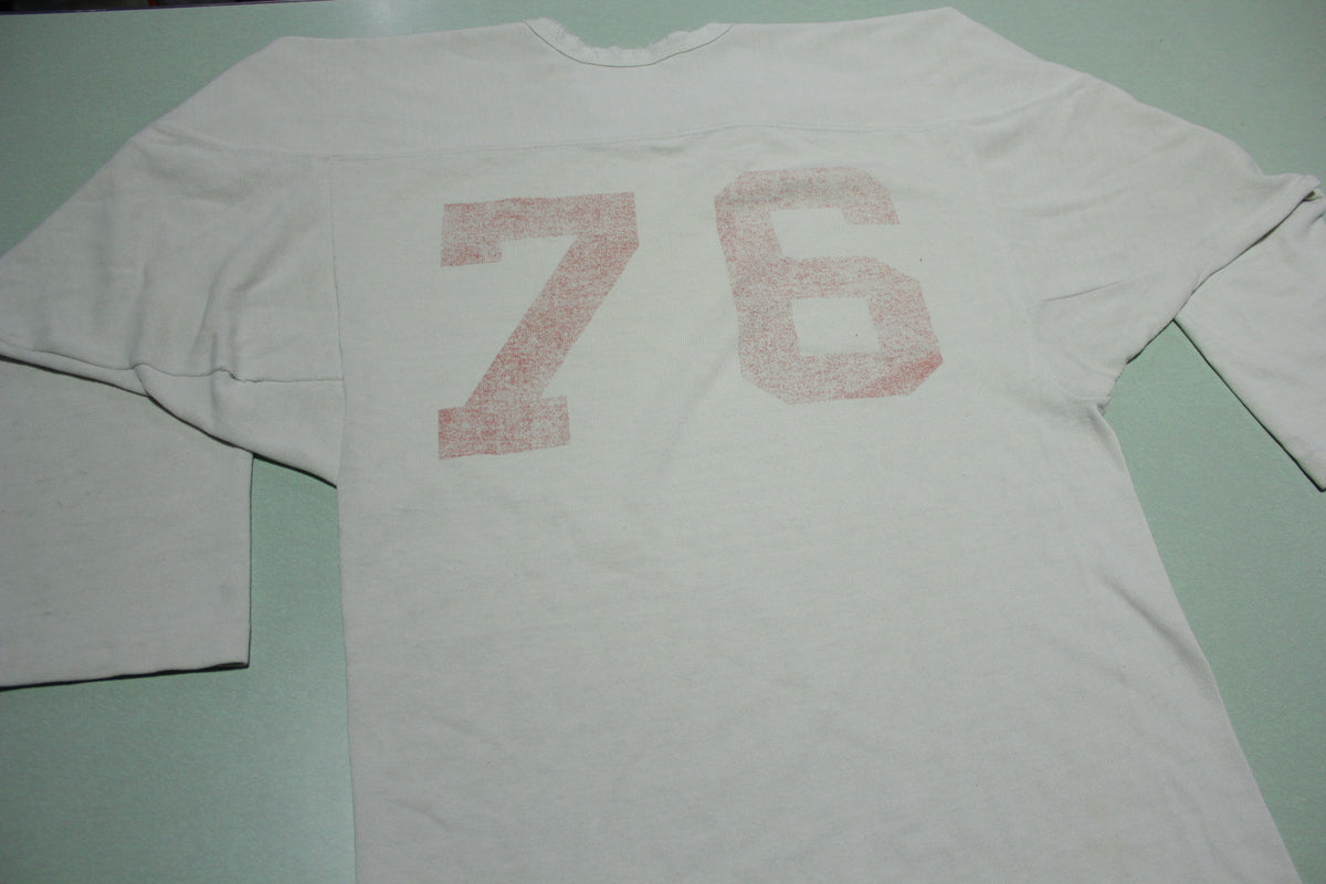 76 Vintage 70's Distressed Single Stitch High School Collegiate Football Jersey T-Shirt