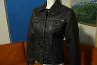 Roper Women's Genuine Leather Fitted Trucker Jacket Levis Style Size XS Biker