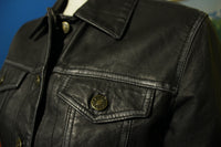 Roper Women's Genuine Leather Fitted Trucker Jacket Levis Style Size XS Biker