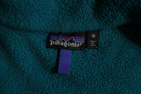 Patagonia Vtg 80's 90's Fleece USA Made Jacket Square Patch Pocket Medium Green