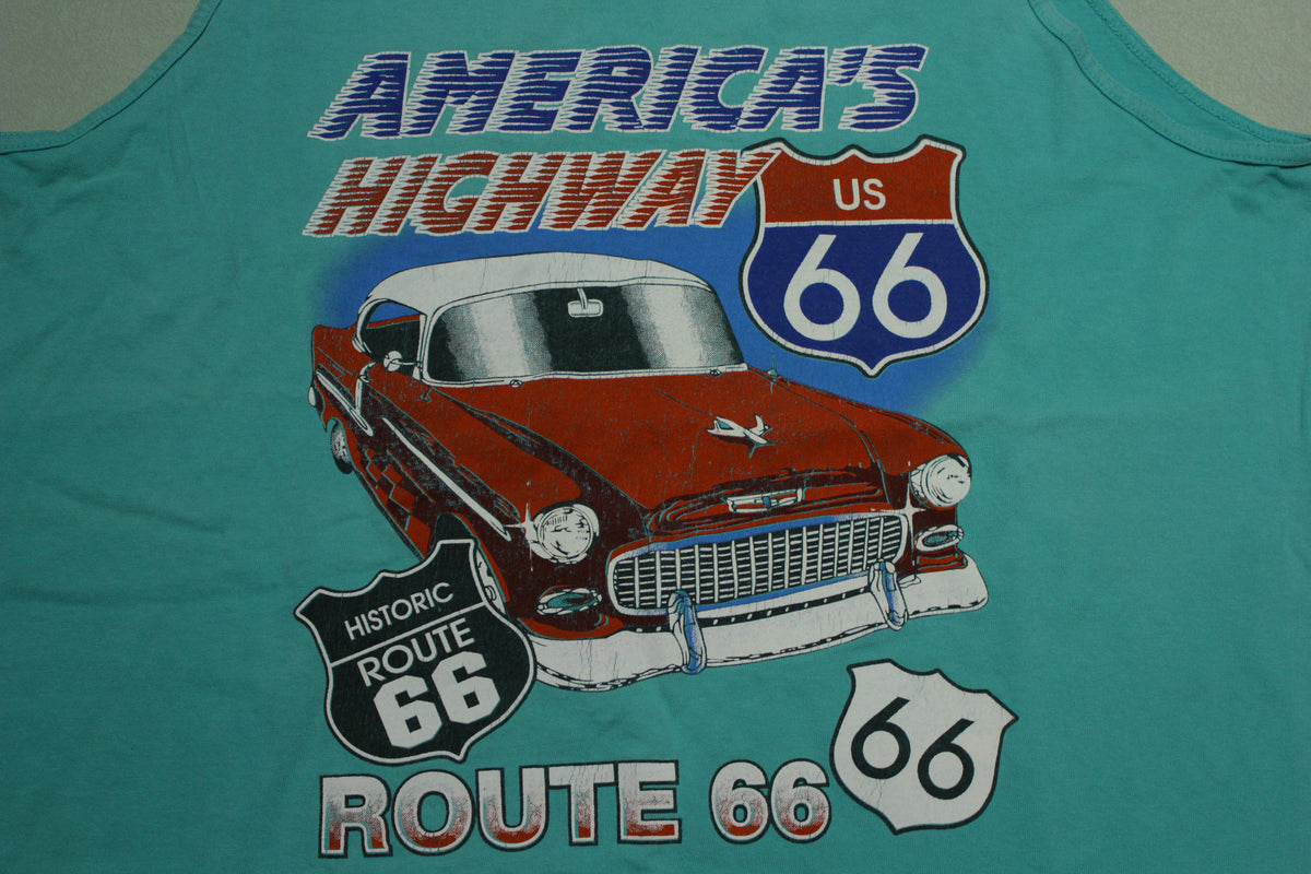 America's Highway Route 66 1956 Chevy Bel Air Vintage 80's Classic Auto Summer Tank Top