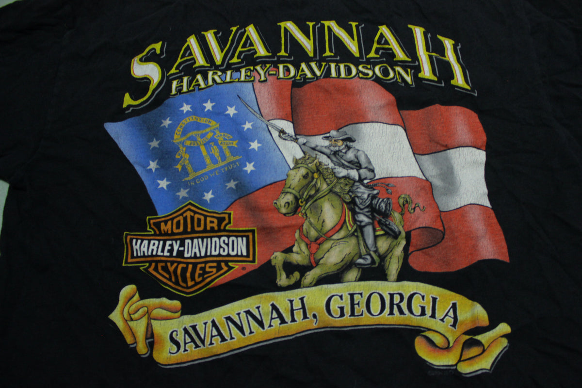 Genuine Harley Davidson Motorcycles Savannah Georgia 2000's Made in USA Biker T-Shirt