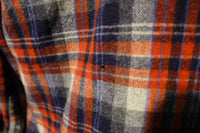 JCPenney Penneys Vtg 70's Wool Flannel Plaid Shirt Pearl Snap Men's Distressed