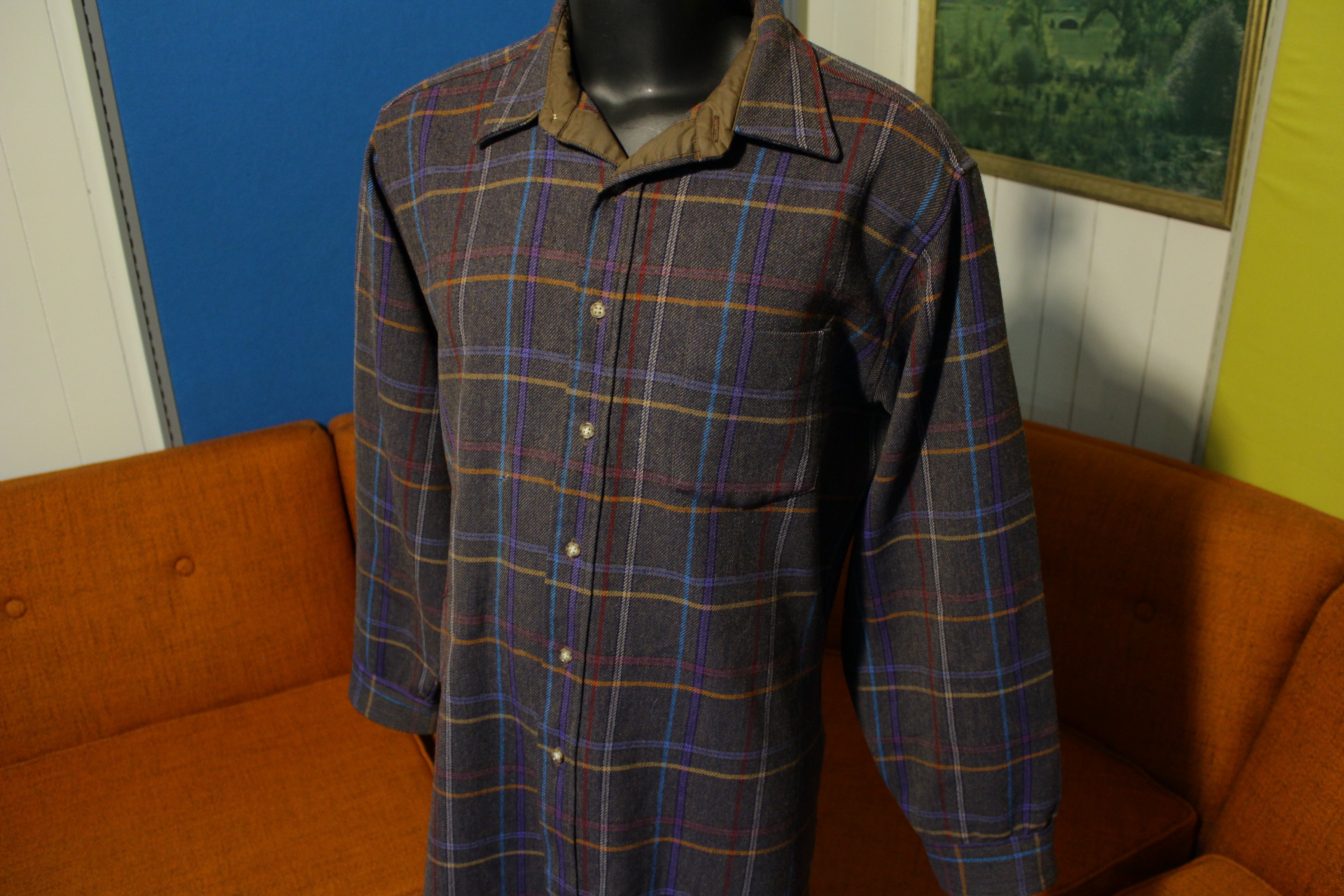 Pendleton Vtg 70s Wool Plaid Button Lodge Shirt Long Sleeve
