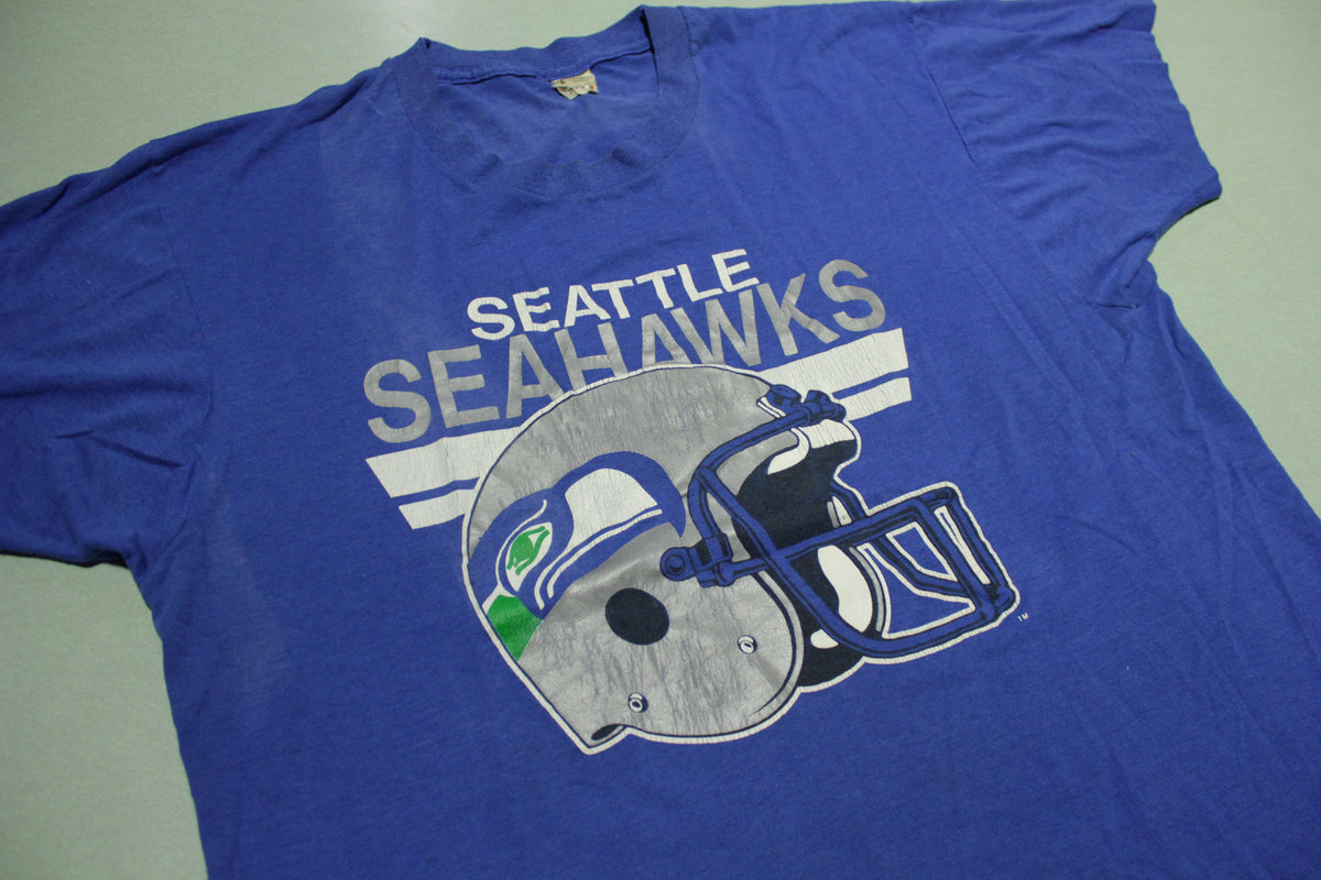 Seattle Seahawks Vintage 80's Screen Stars Made in USA Super Soft Helmet T-Shirt
