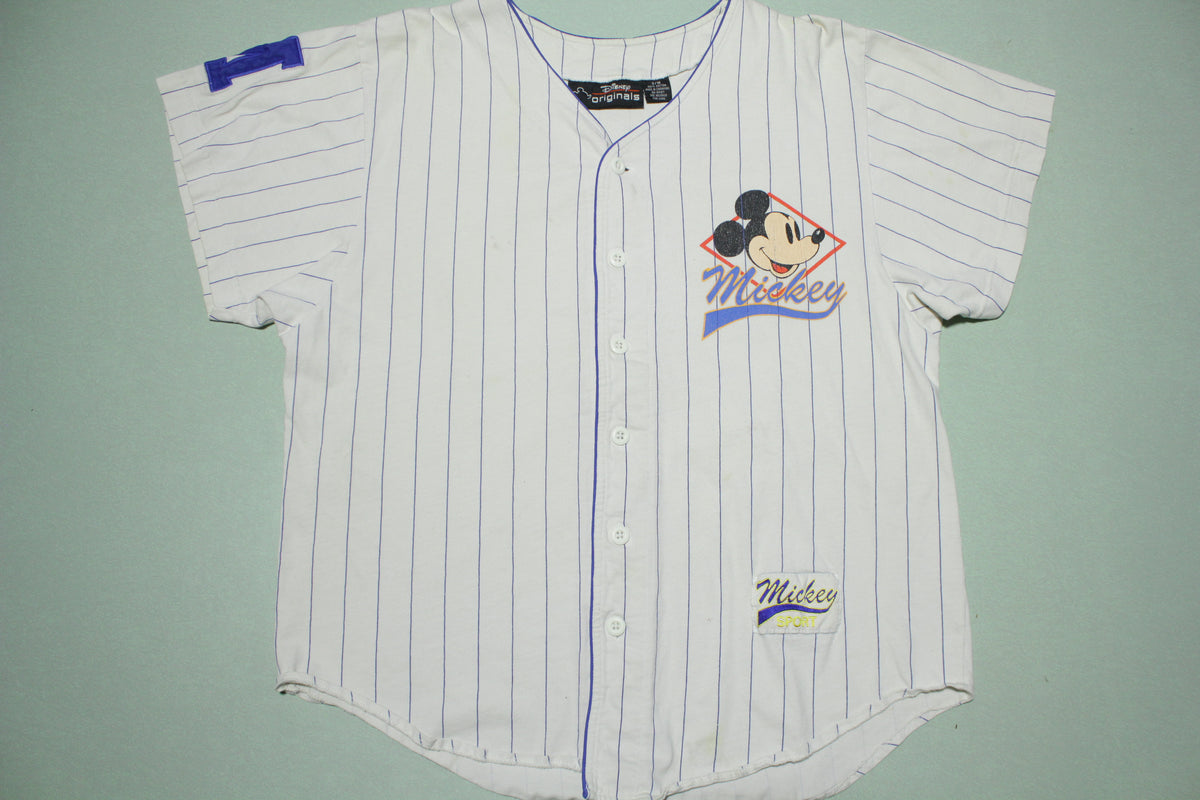 Mickey Mouse Sport Disney Vintage 90s Pinstripe Baseball Jersey