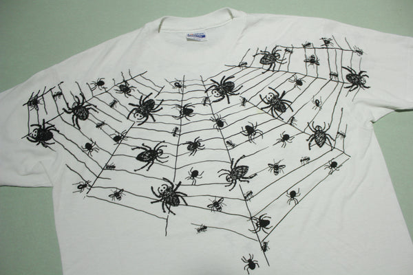 Spider Web Creepy Crawly AOP All Over Print Vintage 80's Hanes Made in USA T-Shirt
