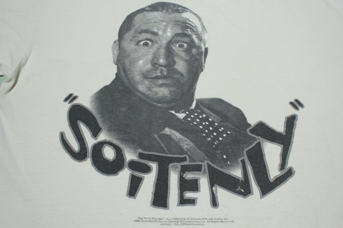 Curly Howard Vintage 90s Three Stooges Soitenly 1996 Movie Promo T-Shirt