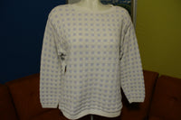 Aileen Vintage Womens Checkered Blue White 80s Sweater USA Made