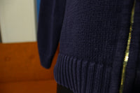 Ralph Lauren Crest Navy Blue 90s Full Zip Unisex Cardigan Sweater Size Small