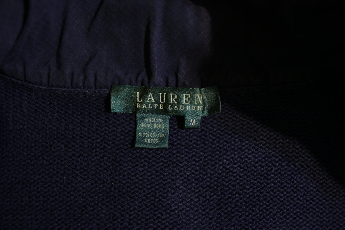 Ralph Lauren Crest Navy Blue 90s Full Zip Unisex Cardigan Sweater Size Small