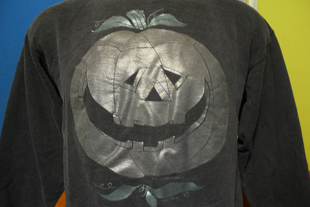 Black Out Pumpkin Halloween Vintage Hanes USA Made Sweatshirt 80s