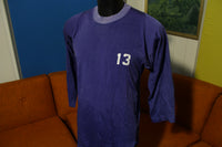 Champion Blue Bar Tage #13 Blue 50/50 80s 3/4 Sleeve Jersey T-Shirt