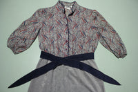 IMI Vintage 80s Sleeve Dress With Cloth Matching Waist Tie