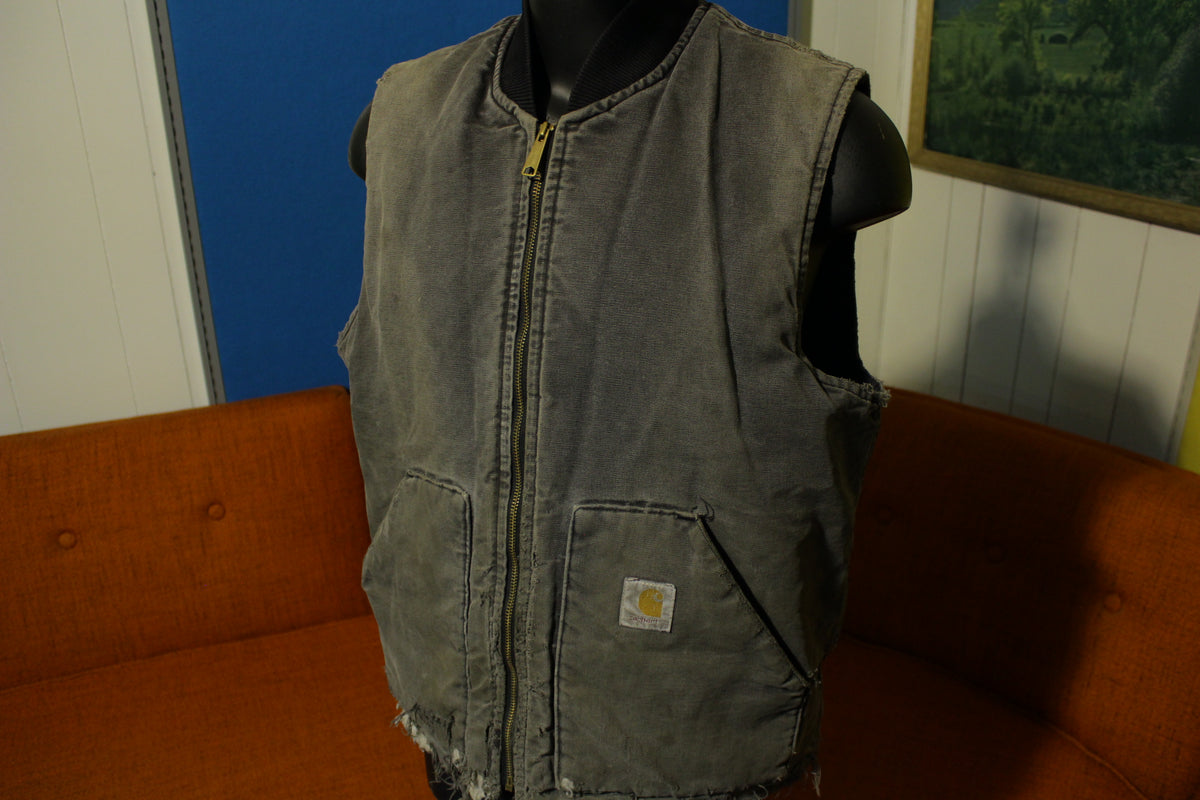 Carhartt Mens Arctic Quilt Lined Black Duck Vest V01 Distressed VTG USA Made