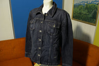 Tommy Hilfiger Women's Size Large Stretch Denim Dark Blue Button Jean Jacket