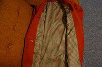 Vintage Womens Red Wool Pea Coat Patch Pocket Double Breast Size Large NWOT