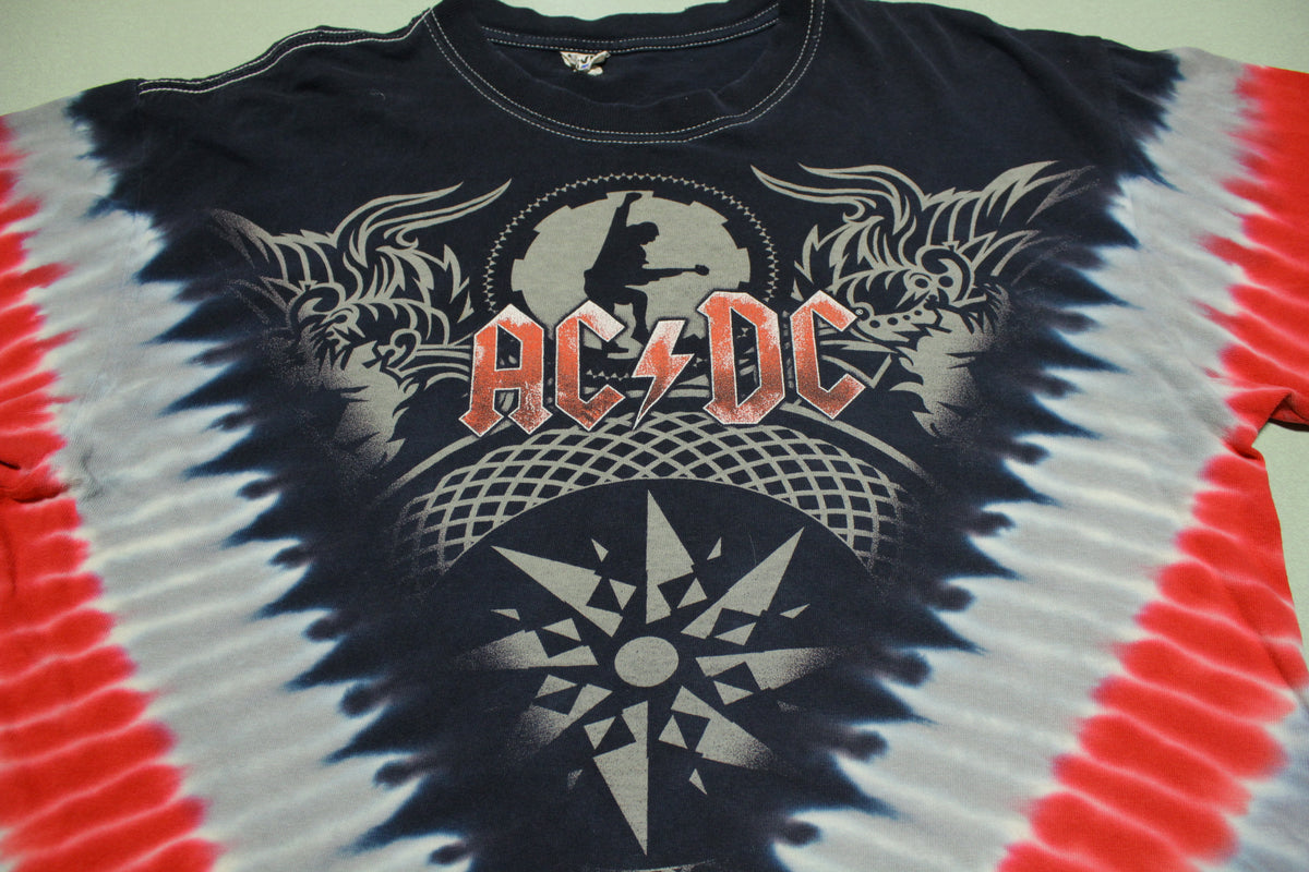 AC DC 2008 Black Ice World Tour Tie Dye Concert Cities T-Shirt